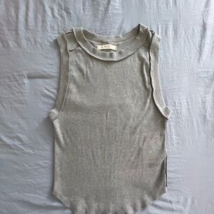 We The Free Heather Gray Ribbed Tee Large